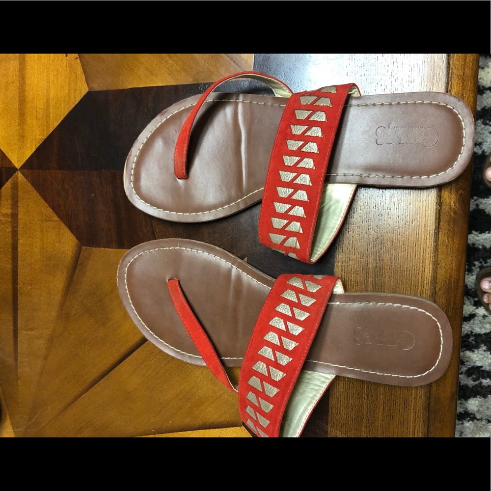 red & gold sandals